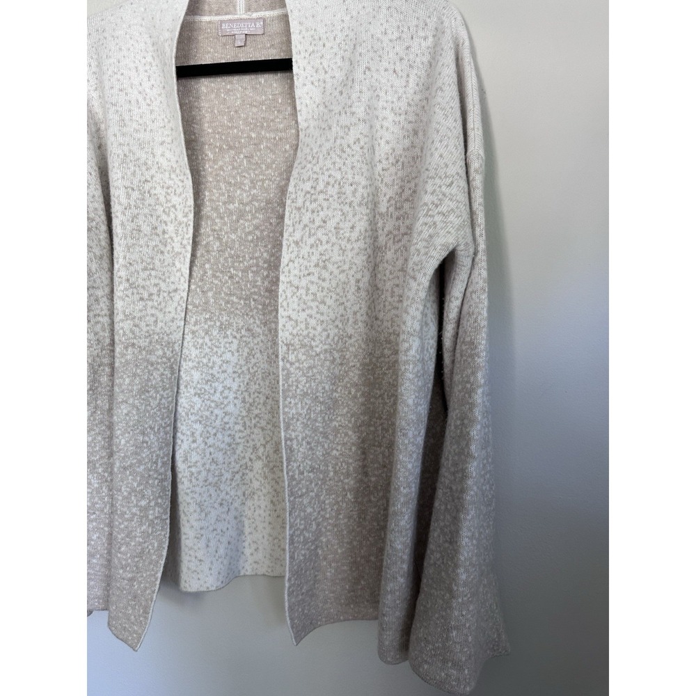 Cashmere/Merino Wool Blend Speckled Oatmeal Tan Cardigan Sweater Neutrals - Picture 3 of 15